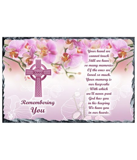 Pink Orchids & Cross Remembrance Slate