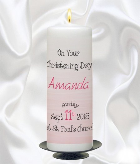 Faded Pink Christening Candle – 9″ Pillar