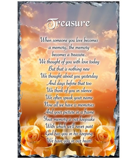 Peach Roses Treasure Remembrance Slate