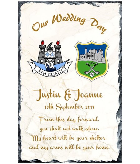 County Crests Slate (gold writing) – Wedding