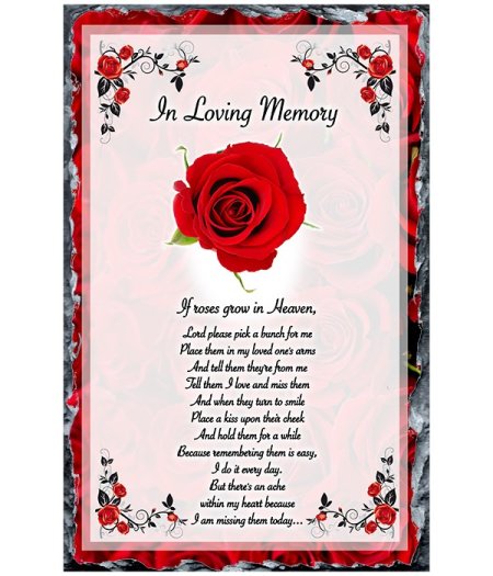 Red Roses Remembrance Slate