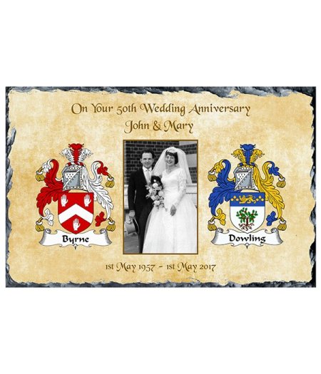 Family Crests & Photo (on beige) – Anniversary
