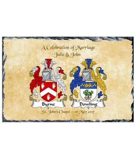 Family Crests Plaque (on beige) – Wedding