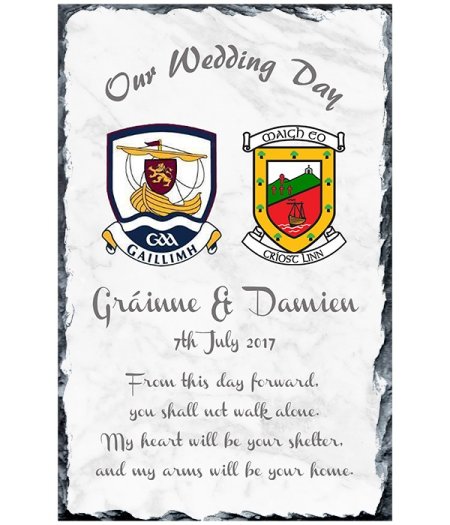 County Crests Slate (silver writing) – Wedding