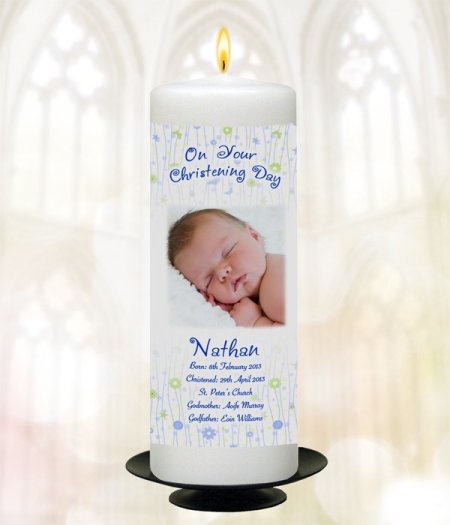 Blue All things Nice Photo Candle – 9″ Pillar