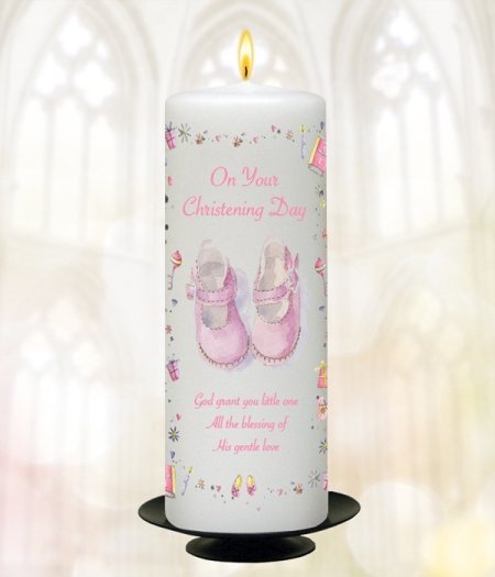 Booties Pink Stars & Hearts Candle – 9″ Pillar
