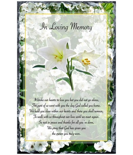 White Flowers Remembrance Slate